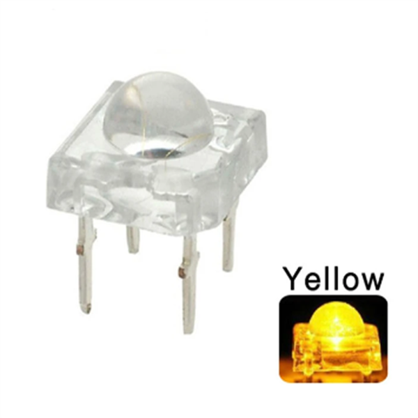 100pcs 5mm Piranha Yellow Led Super Flux Transparent Ultra Bright Water Clear Lens Lamp 4 Pin Light Beads