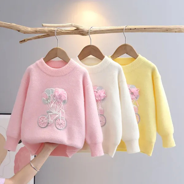 Fashion Winter Girls Sweaters Knit Pullover Tops New Round Neck Princes Sweater for Kids Girl Children Clothing 3-11 Yrs GY09051