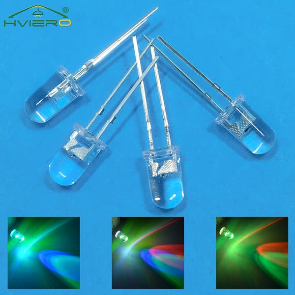 100Pcs F5 5mm Round Light Beads Slow Fast Flash RGB Diode Bulb Led Rainbow Multi Color Emitting Lamp Water Clear atmosphere Neon