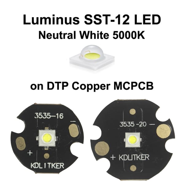 Luminus SST-12 Neutral White 5000K SMD 3535 LED Emitter on KDLITKER DTP Copper MCPCB Flashlight DIY Light Bead