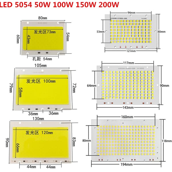 LED COB 5054 Black King Kong Light Bead 2835 Chips 50W 100W 150W 200W 6500K 85-265V High Power Driver For Flood Light