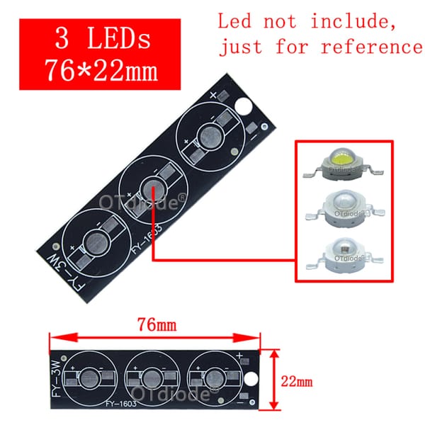 50pcs 1W 3W 5W LED Aluminum Base Plate 3X3W 3X1W 3*3W 76*22mm PCB Board DIY For 3W 9W Watt High Power Light Beads Chips 3 orders