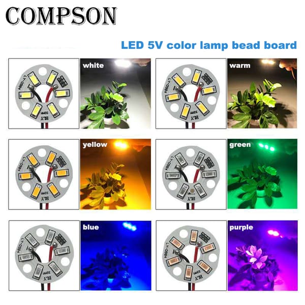 COMPSON  High Brightness LED 5730SMD 3W 5V Color Lamp Bead Light Board Bulb Round Transformation Light Source  Dia 32MM