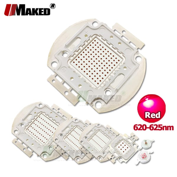 High Power LED COB Chip 1W 3W 5W 10W 20W 30W 50W 100W Red 620-625nm Matrix Integrated SMD Diode Light Beads For Spotlight lamps