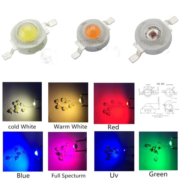 100pcs 3W High Power LED Chip Light Beads Diode Cold Warm Neutral White 10000K 20000K Ice Blue For SpotLight Downlight Lamp Bulb