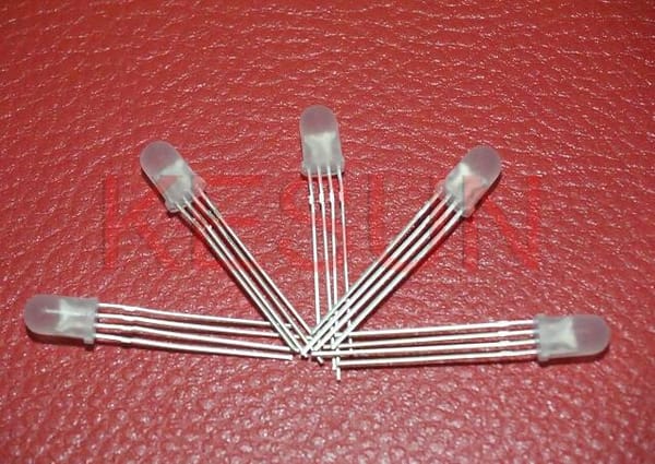 1000PCS x 5mm RGB Diffused 4pin Long Leg Superbright Common Anode/Cathode Tricolor Diffused LED Diode Wide Angle Light Beads