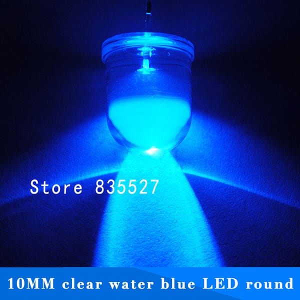 50pcs/lot F10 Round Water Clear 10mm Blue LED Super Bright Light Lamp beads Emitting Diode Diodes DIP For DIY lights head