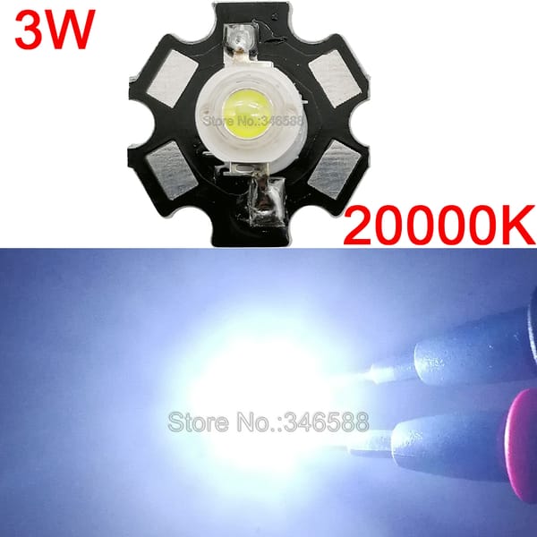 10PCS 3W Cool White High Power LED Lighting Emitter Bead DC3.6-3.8V 700mA 160-180LM 20000K Epileds 45Mil Chip with 20mm PCB