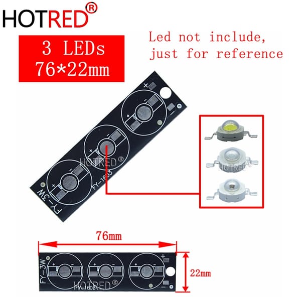 10pcs 50pcs 1W 3W 5W LED Aluminum Base Plate 3X3W 3X1W 3*3W 76*22mm PCB Board DIY For 3W 9W Watt High Power Light Beads Chips