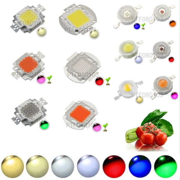 High Power LED Chip 1W 3W 5W 10W 20W 30W 50W 100W SMD COB Light Bead Warm Cold White Red Green Blue RGB Full Spectrum Grow Light