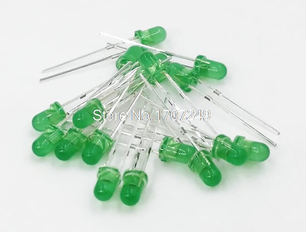1000pcs Green LED 3MM Green light-emitting diode Green turn Green Diffused  3V LED Lamp beads Feet length: 17~19mm