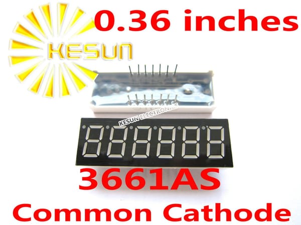 2PCS x 0.36 inches Red Common Cathode/Anode 6 Digital Tube 3661AS 3661BS LED Display Module Light Beads