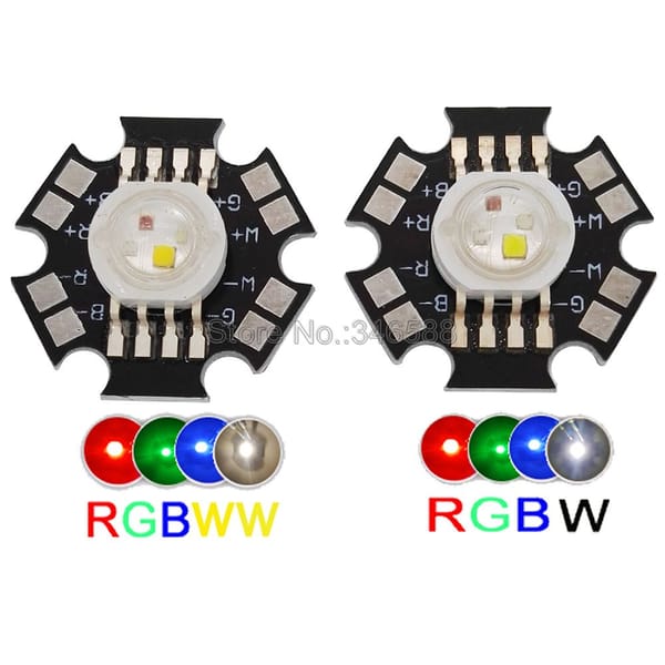 5pcs/lot! 4W RGBW RGBWW High Power LED Light Emitter Bead RGB + Warm White or RGB + White 4 Chip LED Lamp Chip With 20mm PCB