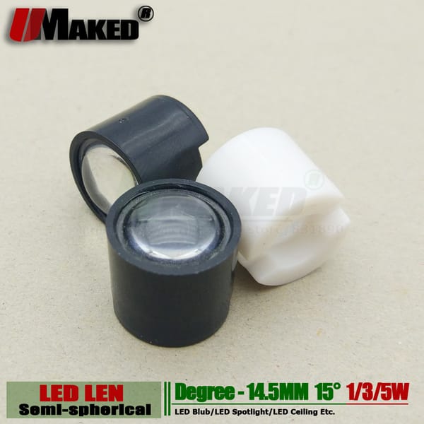 14.5MM Semi-spherical Jewelry Light LED lens 1W 3W 5W High power light bead lense 15 degre PMMA With bracket for Counter display