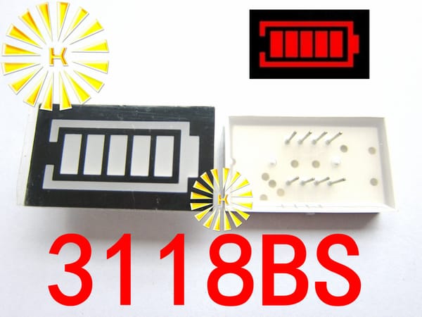 5PCS x 5 Segment Red Color Battery Style LED Digital Tube Display Common Anode 3118BS Light Beads