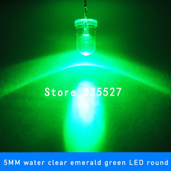 1000pcs / lot Emerald Green 5mm F5 round LED lamp beads super bright LED Light-emitting diodes (high quality) for DIY lights