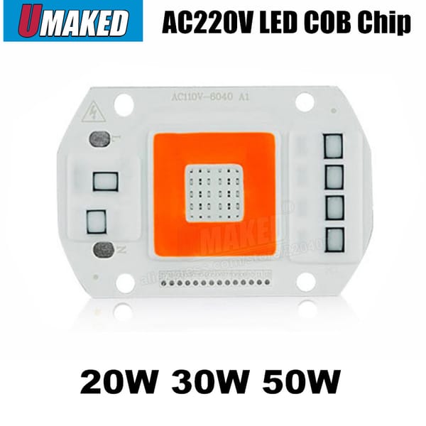 10pcs  20W 30W 50W 60x40mm Red+Blue High power Brightness LED Beads Chip, Smart IC driver AC220V, indoor light DIY outdoor lamp