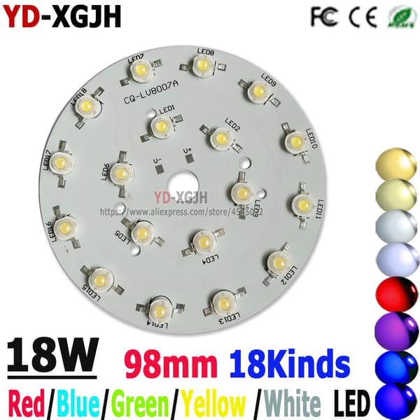 10p 18WLED PCB high power LED lamp beads aluminum plate 1W high power chip light plate with welding finished LED DIY accessories