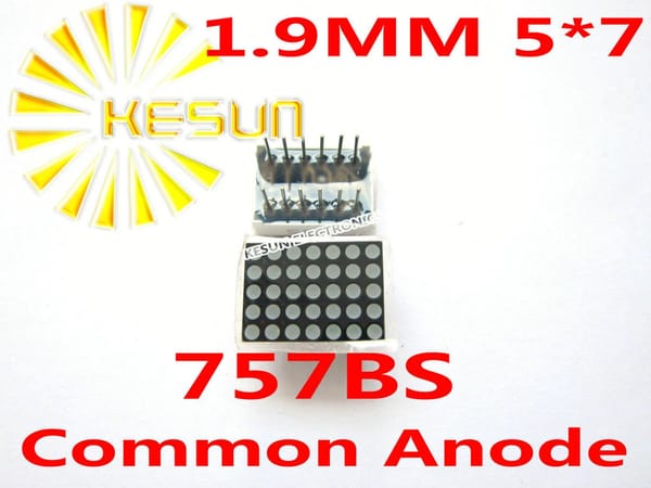 FREE SHIPPING 10PCS x 1.9MM 5X7 Red Common Anode LED Dot Matrix Digital Tube Module 757BS LED Display Module Light Beads