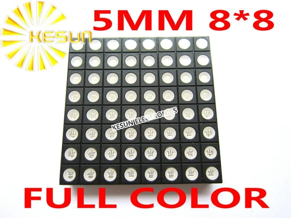 5MM 8X8 RGB Full Color 60*60 LED Dot Matrix Digital Tube Module LED Display Module 2388RGB Light Beads