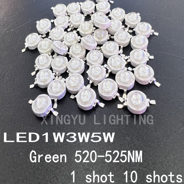10PCS 1W3W5W high power led lamp bead green light led lamp bead highlight spotlight wick flashlight bulb green light 520-525NM