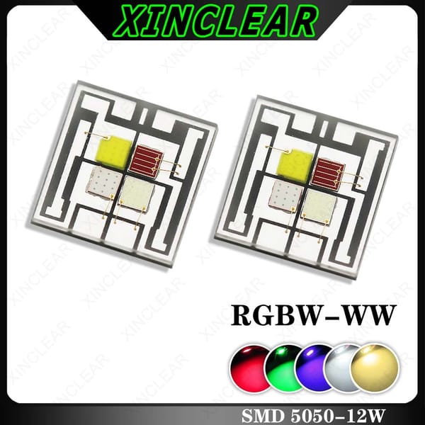 10pcs RGBW RGBWW Red Green Blue White Integrated LED SMD 5050 Chip 3W 12W Colorful Light Beads For 3 12 W Watt Stage Light Beads
