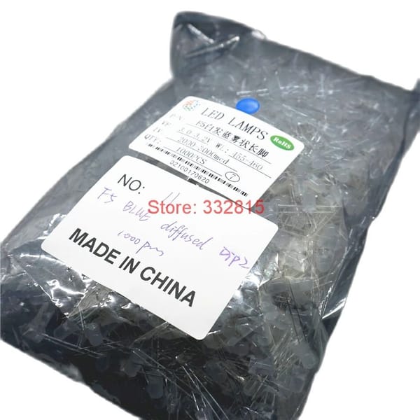 1000PCS F5 BLUE DIFFUSED DIP-2 LONG PIN 5MM 455-460NM 3.0-3.2V 2000-3000MCD Light Beads