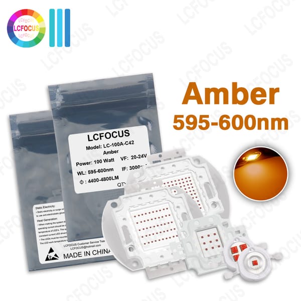 High Bright 1W 3W 5W 10W 20W 30W 50W 100W Amber 595nm 600nm LED Chip COB For 1 3 5 10 20 30 50 100 W Watt Lamp Light Beads