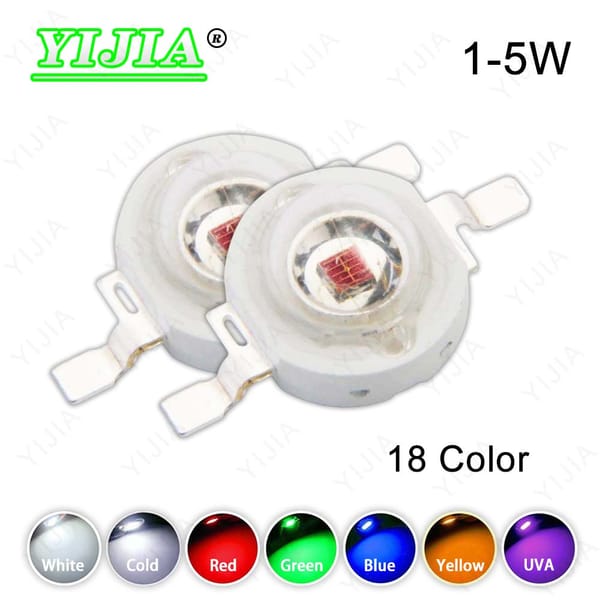 1W 3W 5W High Bright LED Light Beads Warm Natural White Red Green Blue Yellow Orange Full Spectrum Plant Growth Chips For DIY