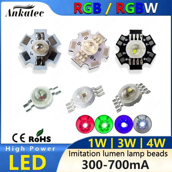 10 PCS / LOT RGB RGBW LED Lamp Beads 1W 3W 4W Color High Lumen Beads for DIY Lighting Equipment Stage Spotlight Spotlight
