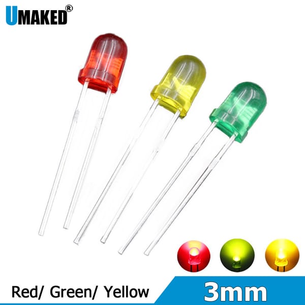1000pcs 4mm Color 19mm leg LED Round lamps diodes chip light beads F3 led Emitting diodes Red/Green/Yellow Lighting DIY lamp