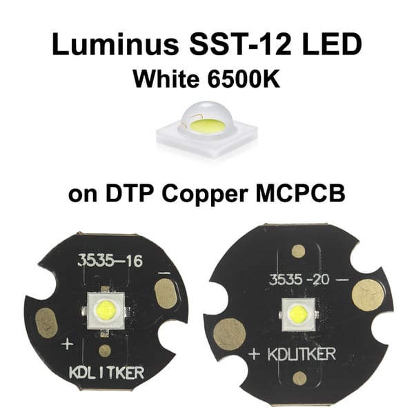 Luminus SST-12 White 6500K SMD 3535 LED Emitter on KDLITKER DTP Copper MCPCB Flashlight DIY Light Bead