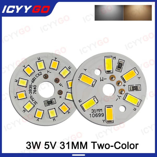 5V Lamp Bead LED Light Source Board 3W White Warm Two-Color 5V Light Board Beech Solid Wood Low-Voltage Light Board