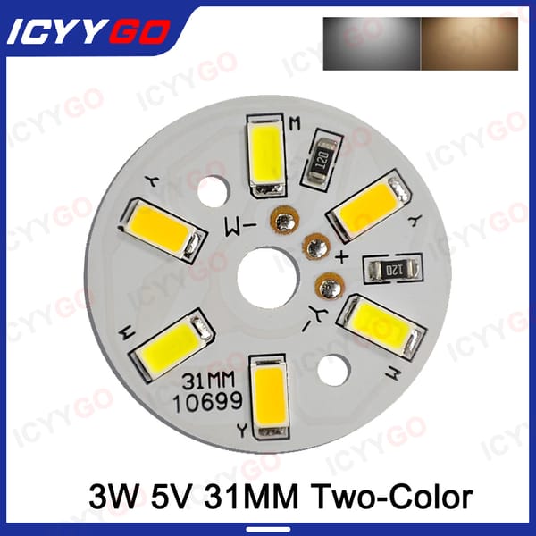 3W 5V Lamp Panel Low Voltage Lamp Panel 5V Lamp Beads LED Light Source Panel White Warm Two-color Bubble Round DIY Light Source