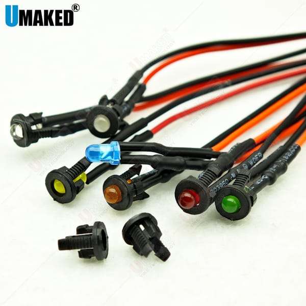 Min F3 F5 5mm 20cm Pre Wired LED Round Light Lamp Bulb Chip Beads Cable DC 12V White Warm Red Green Blue Yellow Emitting Diodes
