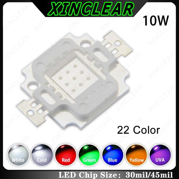 High Power LED Light Bead 10W SMD COB Chip Warm Cold White Red Green Blue Infrared UVA Full Spectrum Grow Lamp For DIY Spotlight