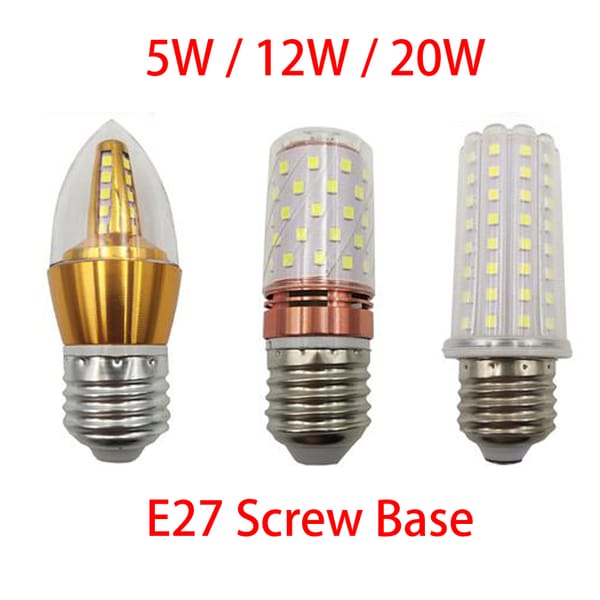 5W 12W 20W 220V 3000K 4000K 6500K Warm Yellow White Energy-Saving E27 Screw Edison Base SMD Emitter LED Light Bulb Lamp Bead