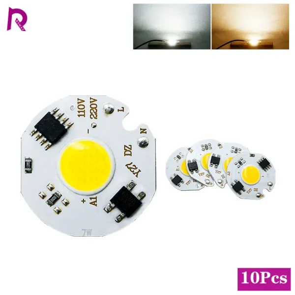 10Pcs/Lot LED COB Chip 3W 5W 7W 10W Lampada Smart IC Led Bead Chip for Spotlight Floodlight AC 220V Light Beads Cold Warm White