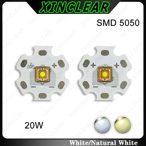 High Power Laser Light Beads 20W White Natural White LED SMD5050 Chips With 20mm PCB Board For Flashlight Headlight Miner's Lamp