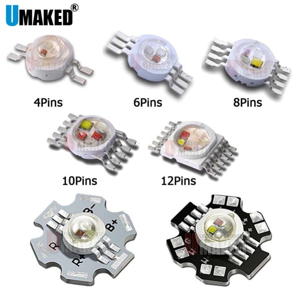 4/6/8/10/12Pin High Power LED Bead led lighting source, RGB red green blue led chip for stage light, Free shipping
