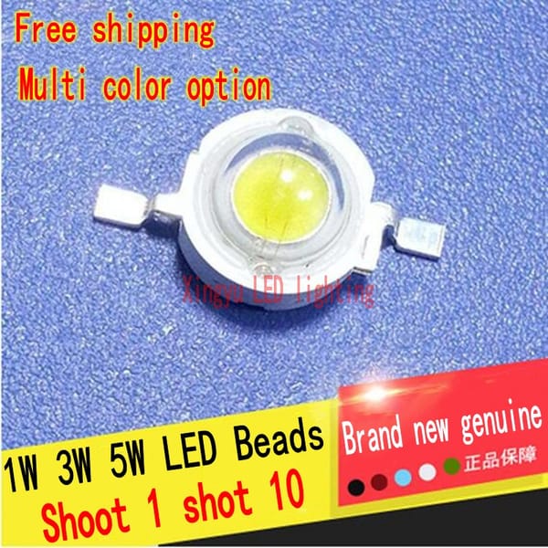 10pcs/lot 1W 3W 5W LED lamp beads warm white cold white red green blue yellow orange ice blue Pink purple High power Light Beads