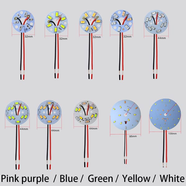 3W/5W/6W/12W 32/44/95/130mm OD 10mm Bore Blue Green Pink Purple White Yellow Round SMT SMD LED Light Base Bulb Lamp Bead Emitter